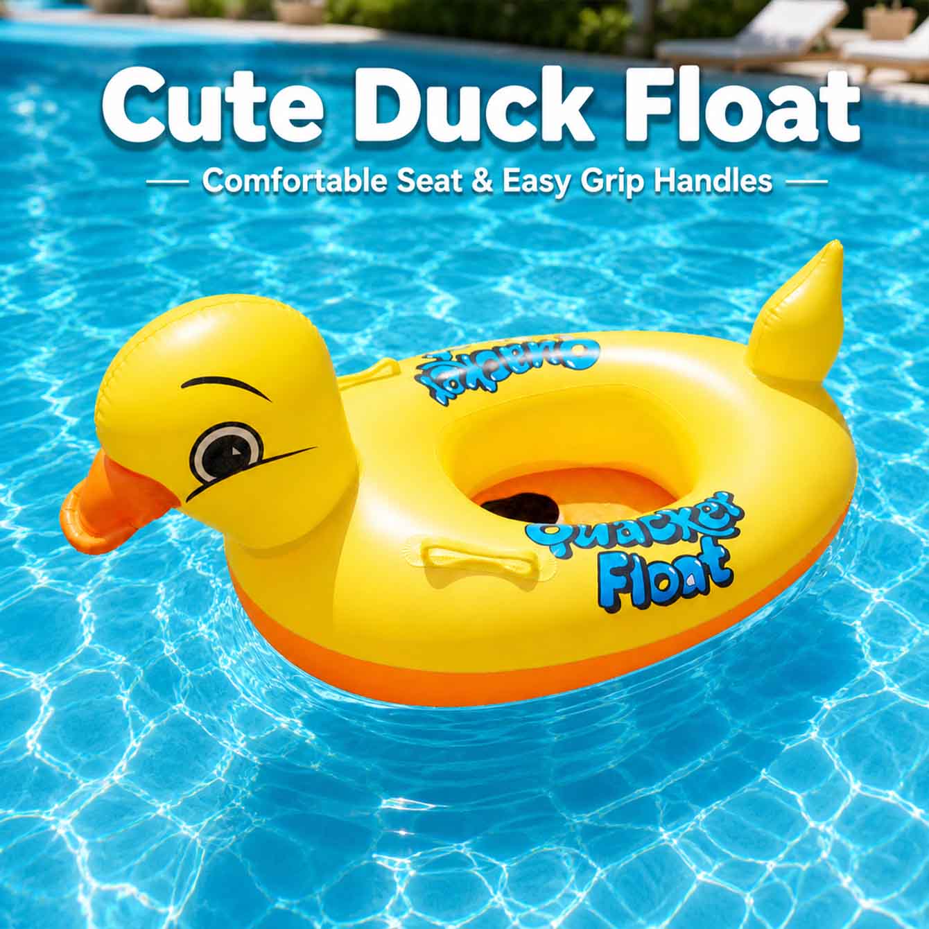 Pool Float Ring Inflatable - Надувной плотик-утка для бассейна с ручками,