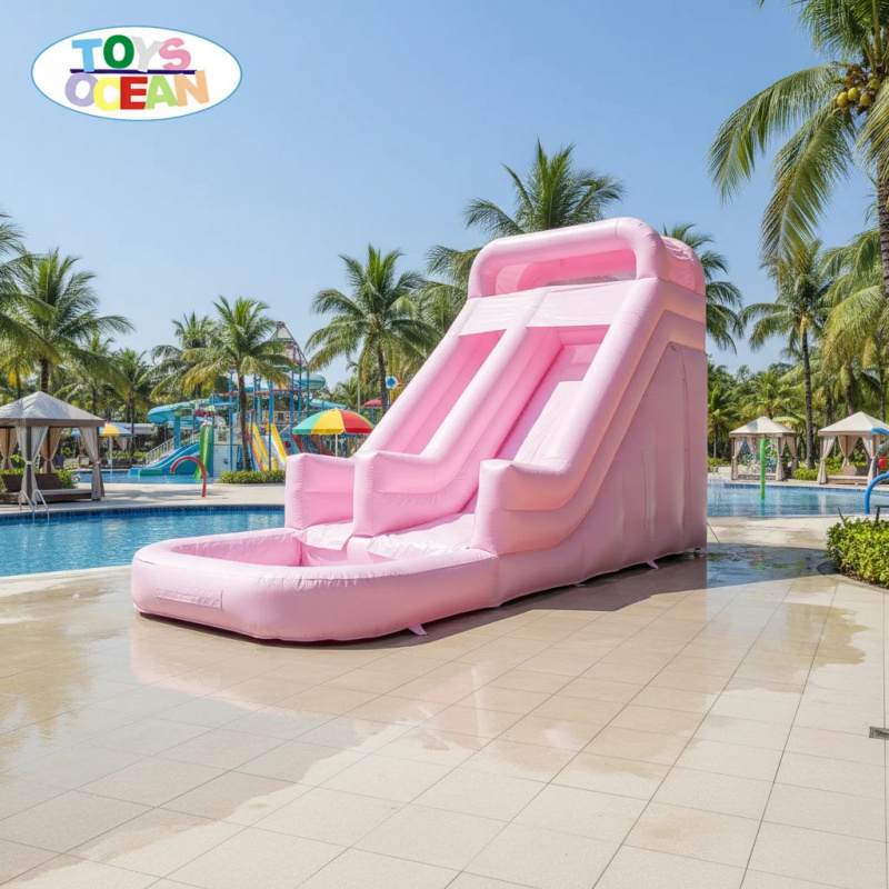 Water Slide Inflatable - Коммерческая надувная водная горка розового цвета
