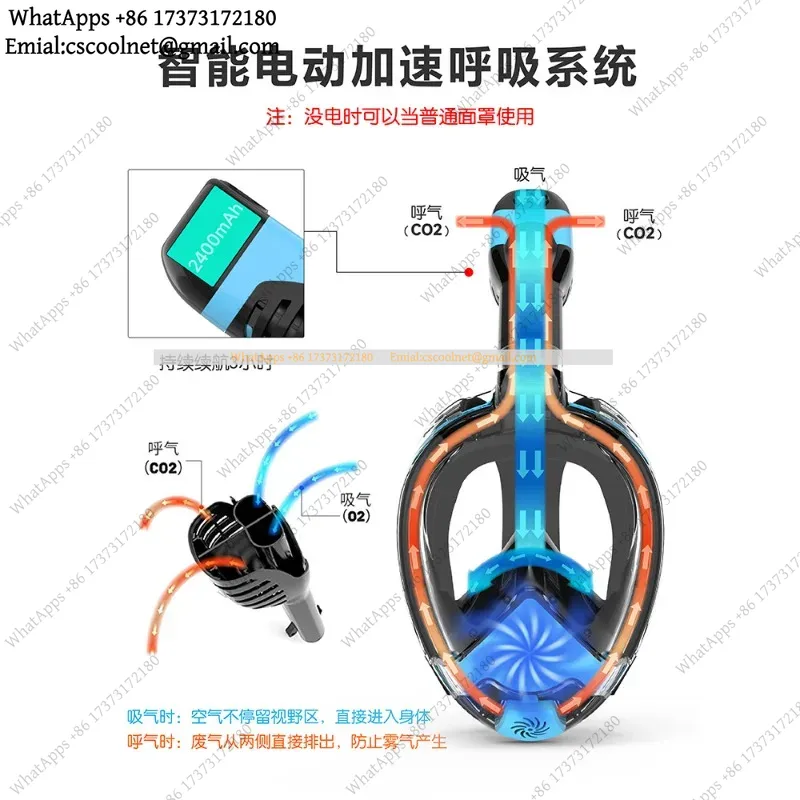 Snorkel Mask Full Face - JS02 Электрическая маска для сноркелинга, полнолицевая