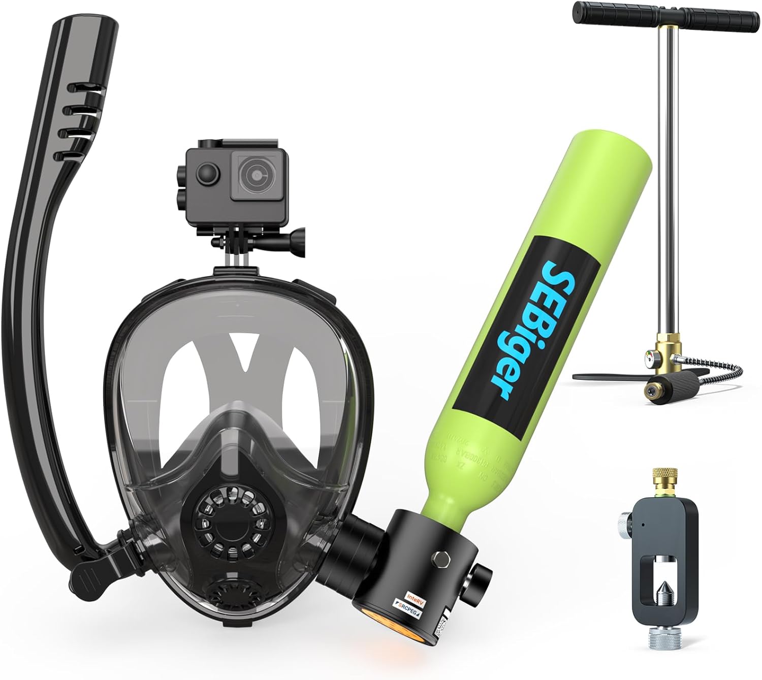 Snorkel Mask Full Face - Мини-баллон для дайвинга 0,5 л с