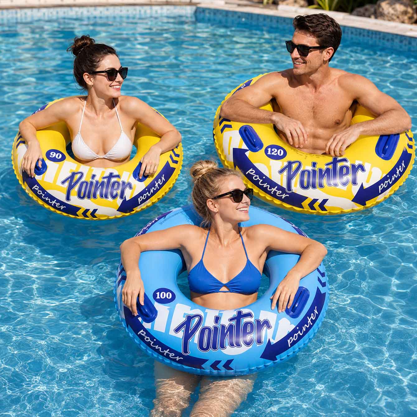 Pool Float Ring Inflatable - Надувной плавательный круг с ручками (90/100/120