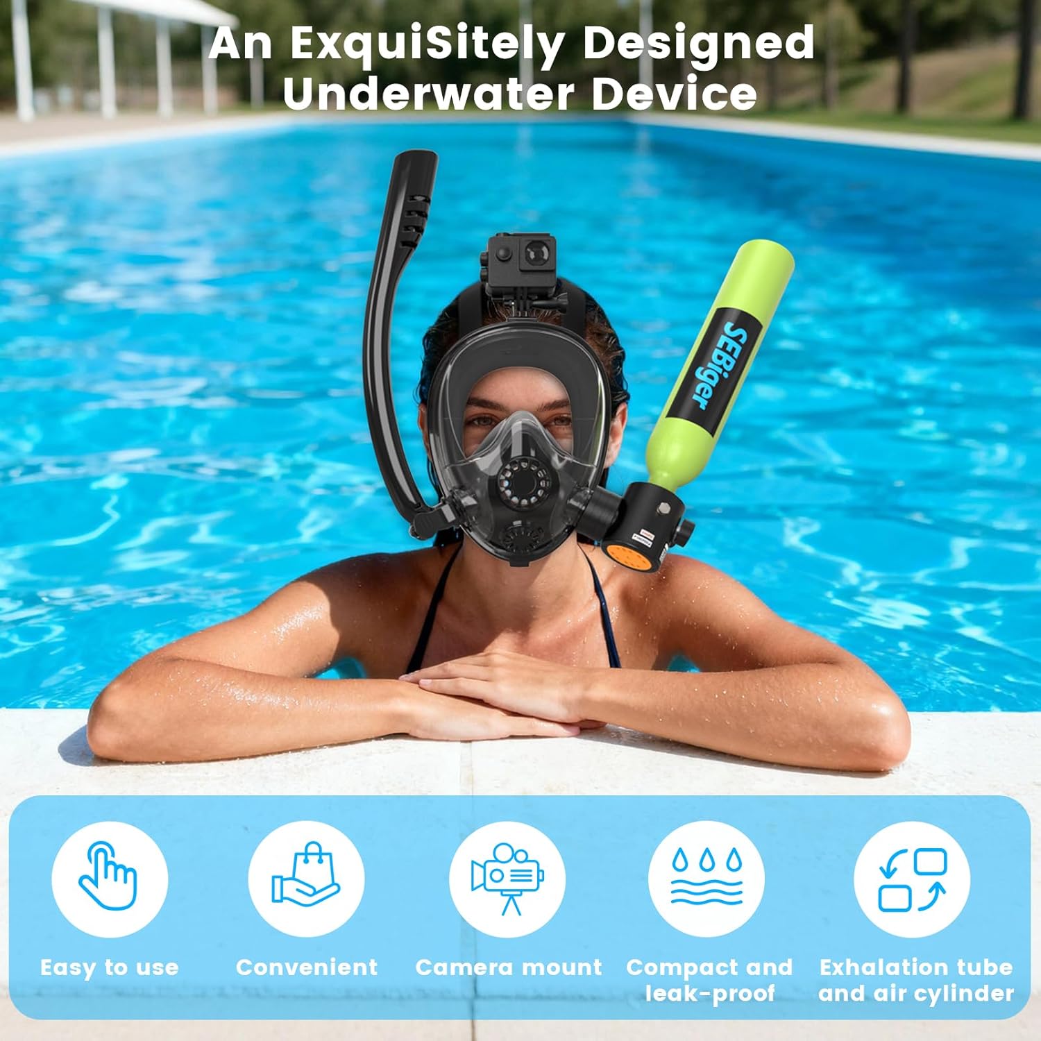 Мини-баллон для дайвинга 0,5 л – обзор и цена Snorkel Mask Full Face